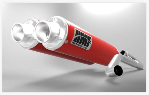 HMF Engineering - HMF Engineering Performance Series Dual Full System Exhaust - Side Mount - Red - Turn Down Brushed - 035556606671