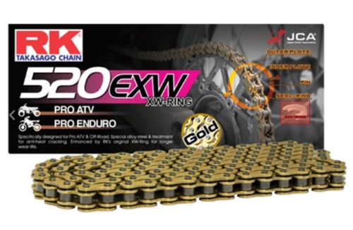 RK - RK 520 EXW Off-Road and ATV XW-Ring Chain - 108 Links - Gold - GB520EXW-108