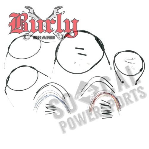 Burly Brand - Burly Brand Extended Cable/Brake Line Kit for 12in. Ape Handlebars - Black Vinyl - B30-1007