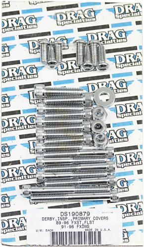 Drag Specialties - Drag Specialties Derby, Inspection and Primary Cover Chrome Socket-Head Bolt Set - Knurled - MK266