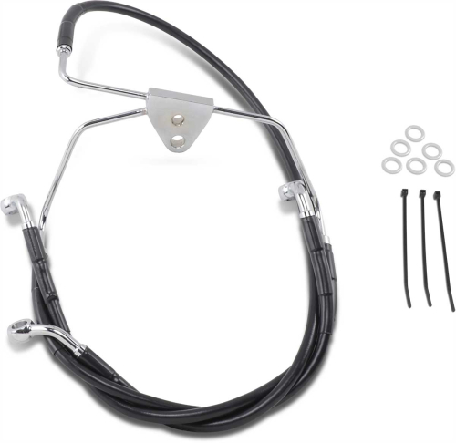 Drag Specialties - Drag Specialties Standard Length Front Stainless Steel Brake Line Kit - Black Vinyl - 660411-BLK