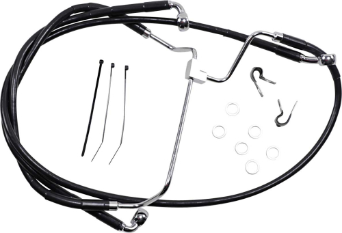 Drag Specialties - Drag Specialties Extended Stainless Steel Front Brake Line Kit - Black Vinyl Coated - 17-1/4in, 21-1/2in, 38-1/4in. - 1741-3984