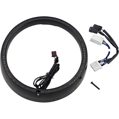 Custom Dynamics - Custom Dynamics Probeam Amber/White Headlamp Trim Ring with sequential Turn Signal - Black - PB-7TR-SEQ-3B