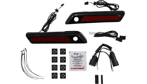 Custom Dynamics - Custom Dynamics Saddlebag Hinge Covers with LED Light - Red/Black - CD-SBL-BCM-RB