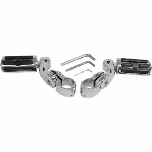 Rivco Products - Rivco Products Highway Pegs with 2-1/2in. Mounting Arms - Chrome with Ribbed Pegs - MV115