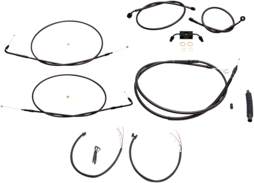LA Choppers - LA Choppers Complete Handlebar Cable and Brake Line Kit - Midnight - LA-8211KT2-19M