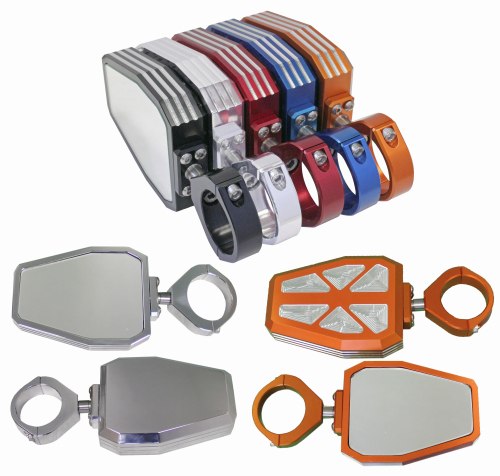 ModQuad - ModQuad Billet Diamond Side Mirrors - 1 3/4in. - Orange - R-SIDE-OR