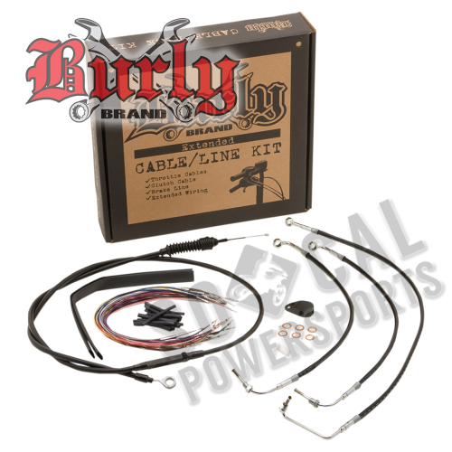 Burly Brand - Burly Brand Extended Cable/Brake Line Kit for 13in. Ape Handlebars - Black Vinyl - B30-1113