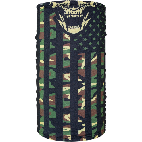 Zan Headgear - Zan Headgear Fleece-Lined Motley Tube - TF460 - Woodland Camouflage Flag - OSFM
