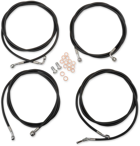 LA Choppers - LA Choppers Standard Handlebar Cable/Brake & Clutch Line/Wire Kit - Black Vinyl/Stainless Braided - LA-8054KT-13B