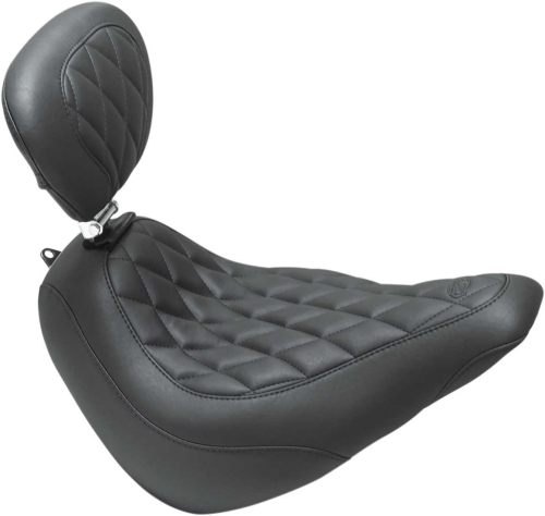 Mustang - Mustang Wide Tripper Solo Seat with Driver Backrest - Diamond Stitch - Black - 83046