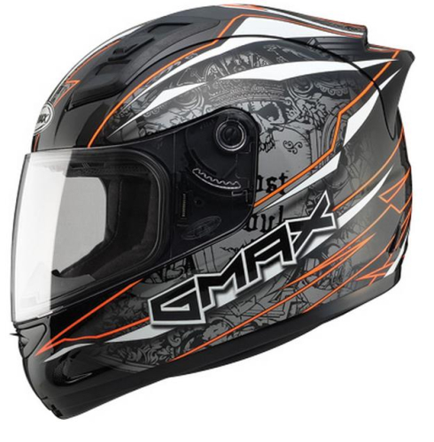 G-Max - G-Max GM69 Mayhem Helmet - G7693697 TC-26 - Mayhem Black/Silver/Hi-Viz Orange - X-Large