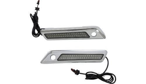 Custom Dynamics - Custom Dynamics Saddlebag Hinge Covers with Dual-Colored LED Light - Smoke/Chrome - CD-SBL-DC4-SC