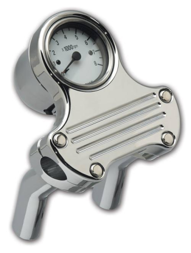 Pro-One Performance - Pro-One Performance Handlebar Tach and Riser Kit - w/ White-FaceTach, Ball-Milled - 803250