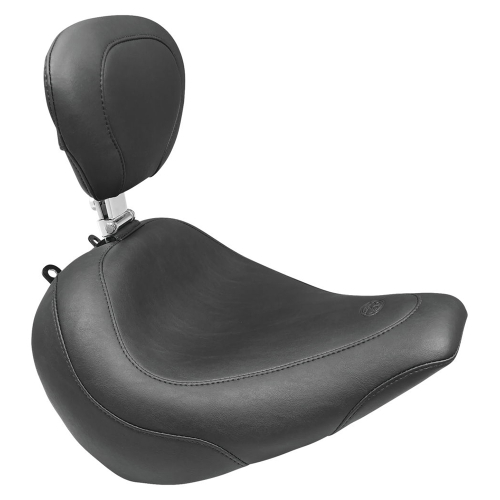 Mustang - Mustang Wide Tripper Solo Seat with Driver Backrest - Smooth - Black - 79027