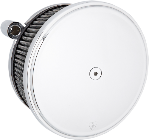 Arlen Ness - Arlen Ness Billet Sucker Stage II Air Filter Kit with Steel Cover - Smooth Chrome - Red Filter - 18-819