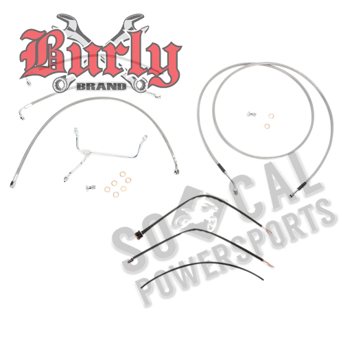 Burly Brand - Burly Brand Extended Cable/Brake Line Kit for 13in. Ape Handlebars - Stainless Steel - B30-1117