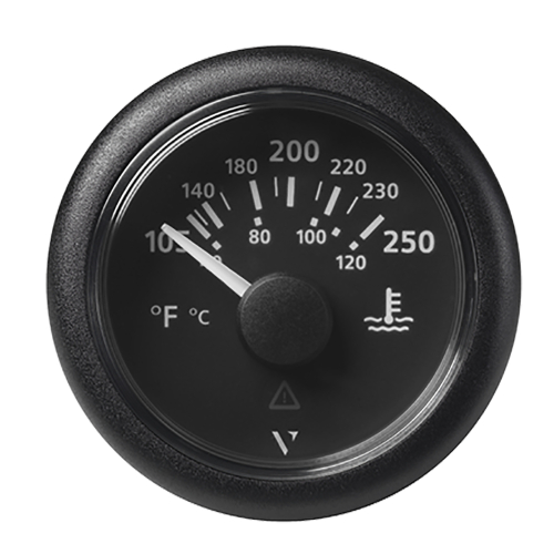 Veratron - Veratron 52MM (2-1/16") ViewLine Water Temperature Gauge - 100-250&deg;F - Black Dial &amp; Bezel