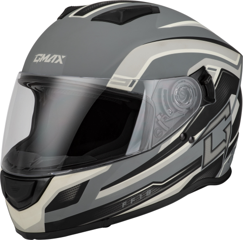 G-Max - G-Max FF-18 Drift Helmet - F1181817 - Matte Gray/Silver Black - X-Large