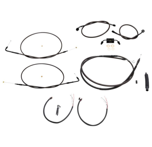 LA Choppers - LA Choppers Complete Handlebar Cable and Brake Line Kit - Midnight - LA-8231KT2-16M
