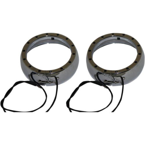 Custom Dynamics - Custom Dynamics Passing Lamp Trim Rings with White DRL and LED Turn Signals - Chrome - CDTB-45TR-3C