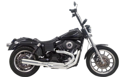 Bassani Manufacturing - Bassani Manufacturing Road Rage 2:1 Straight Can Exhaust System - Chrome with Black Billet End Cap - 1D48R