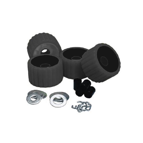 C.E. Smith - C.E. Smith Ribbed Roller Replacement Kit - 4 Pack - Black