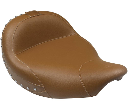 Mustang - Mustang Studded Wide Touring Solo Seat With Backrest - Brown - 79766MV