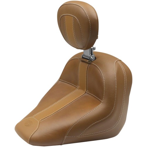 Mustang - Mustang Vintage Solo Seat with Driver Backrest for Scout - Brown (Brown Leather Inserts) - 79506MV