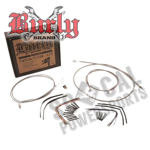 Burly Brand - Burly Brand Extended Cable/Brake Line Kit for 16in. Ape Handlebars - Stainless Steel - B30-1128