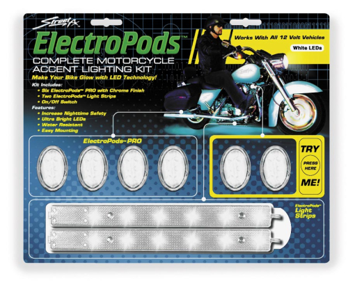Street FX - Street FX Electropods Lightpod/Strip Kit - White/Chrome - 1042515