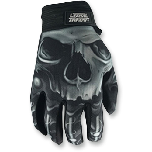 Lethal Threat - Lethal Threat Bio Skull Gloves - GL15004L - Bio Skull - Black/White - Large