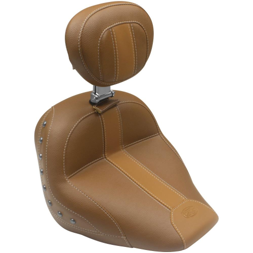 Mustang - Mustang Vintage Solo Seat with Driver Backrest for Scout - Studded - Brown - 79526MV