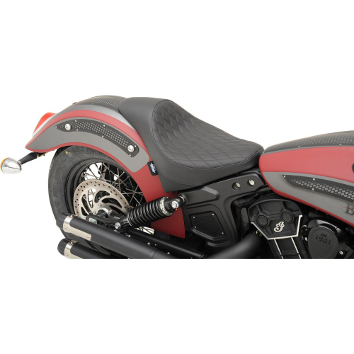 Drag Specialties - Drag Specialties 3/4 Extended Reach Solo Seat - 22in L x 12in W - Diamond Stitch - Black Solar-Reflective - 0810-2003