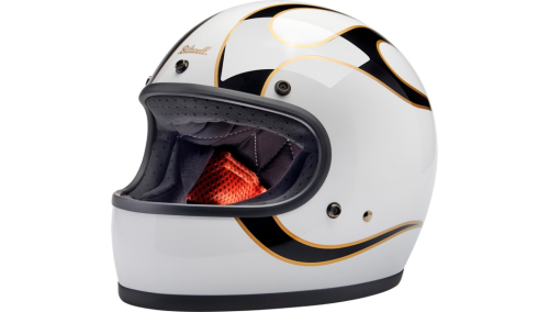 Biltwell Inc. - Biltwell Inc. Gringo Flames Helmet - 1002-561-504 - White/Black Flame - Large