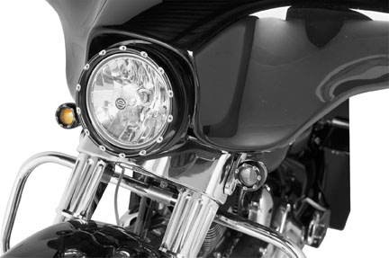 Arlen Ness - Arlen Ness Fire-Ring L.E.D. Bezel with White L.E.D. Running Lights - Black - 08-405