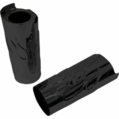 Drag Specialties - Drag Specialties Flame Fork Slide Covers - +2in. - Black - 0411-0148