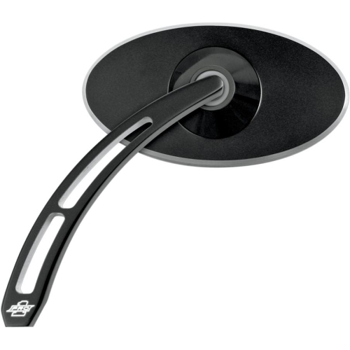Pro-One Performance - Pro-One Performance Oval Pro Street Smooth Mirror with Teardrop Cutout Stem - Left - Black - 102590B