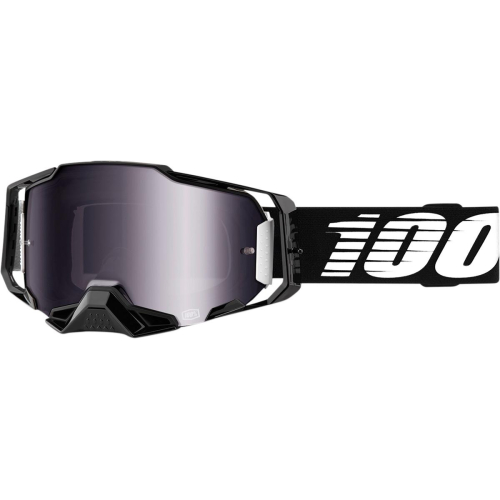 100% - 100% Armega Black Essential Goggles - 50710-001-02 - Black Essential/Black/White / Silver Flash Lens - OSFM