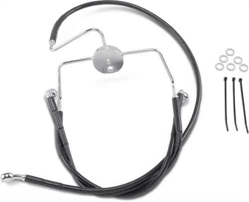 Drag Specialties - Drag Specialties Extended Stainless Steel Front Brake Line Kit - Black Vinyl Coated - 16in./36in. - 644410-6BLK