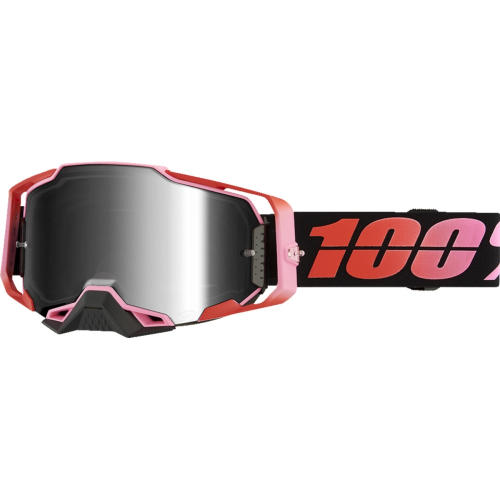 100% - 100% Armega Guerlin Goggles - 50005-00023 - Black/Red/Fluorescent Pink/Silver Mirror Lens - OSFM
