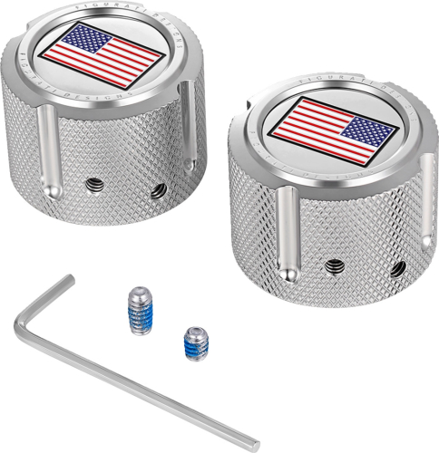 Figurati Designs - Figurati Designs Front Axle Nut Cover - Stainless Steel with American Flag - FD20-FAC-SS