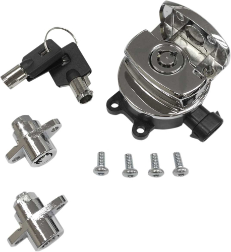 Drag Specialties - Drag Specialties Side Hinge Ignition Switch and Saddlebag Lock Kit - Chrome - 2106-0411