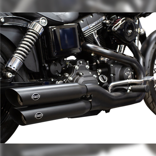 S&S Cycle - S&S Cycle Slash-Cut Slip On Mufflers - Black Ceramic - 550-0724