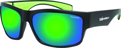 Bomber - Bomber Tiger Bomb Polarized Floating Sunglasses - TR111-GM-GF - Matte Black / Green Mirror Lens - OSFM