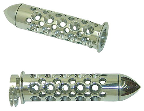Yana Shiki - Yana Shiki Billet Aluminum Sport Bike Grips - Chrome - Holes Straight with Pointed End - CA4050P