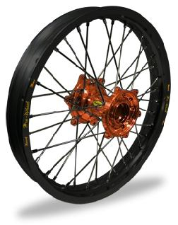 Pro-Wheel - Pro-Wheel MX Front Wheel Set - 21x1.60 - Black Rim/Orange Hub - 23-31062