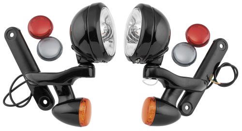 Namz - Namz Passing Lamps with Brackets and Bullet Turn Signals - Black/Chrome - LLC-PLBTS-BC