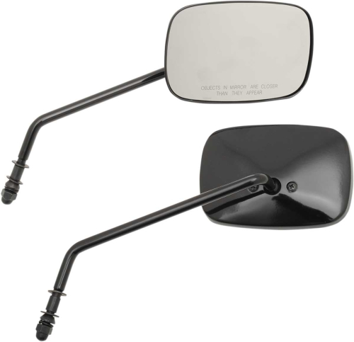 Drag Specialties - Drag Specialties OEM Style Rectangular Mirrors - Long Stem - Black - 0640-0983