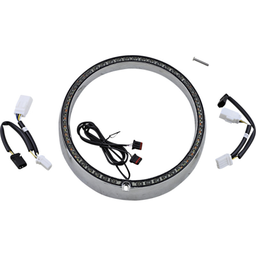 Custom Dynamics - Custom Dynamics Probeam Amber/White Headlamp Trim Ring with Standard Turn Signal - Chrome - PB-7TR-AW-2C